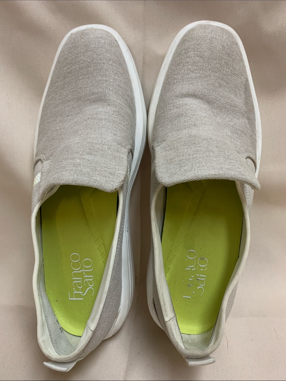 Franco Sarto Men's Slip-On Loafers in Light Taupe with Lime Insole